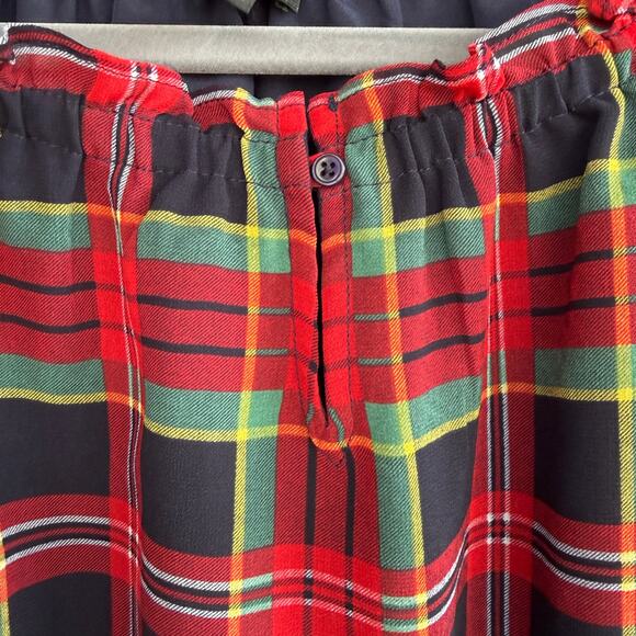 NWT Talbots red tartan plaid sheer off the shoulder blouse - Christmas - size L - Picture 3 of 9
